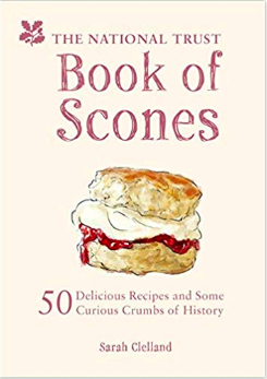 book cover for book of scones features a yummy scone filled with clotted cream and raspberry jam on a pale pink background. OMG I'm hungry. Is it tea time yet?