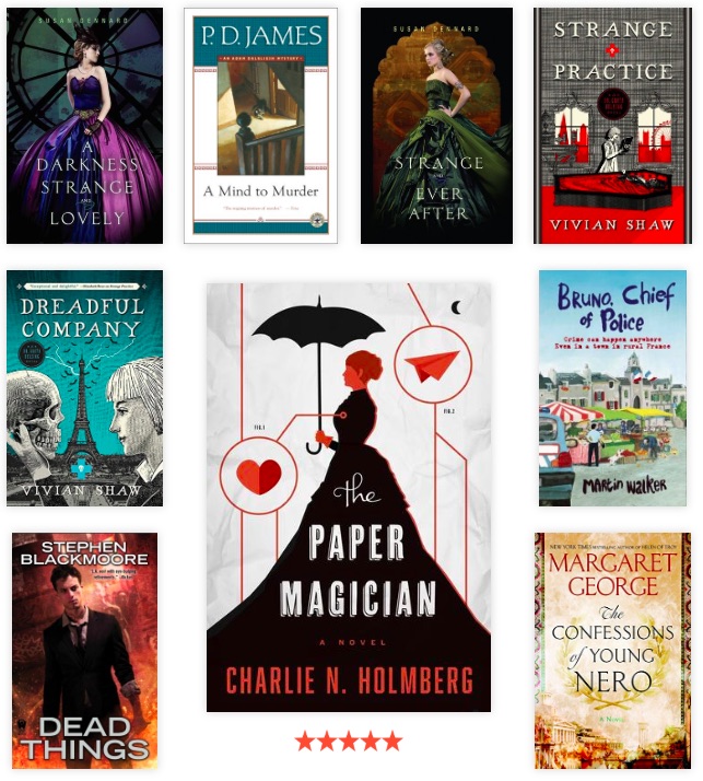Book covers from January 2019. Susan Dennard, P.D. James, Vivian Shaw, Stephen Blackmoore, Martin Walker, Margaret George, and Charlie Holmberg helped me kick off 2019. 
